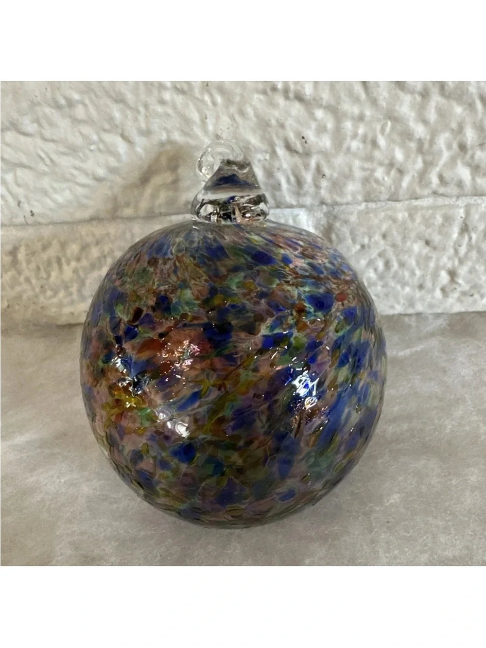 BEAUTIFUL Round Blown GL. Swirl Christmas Ornament WITCH BALL